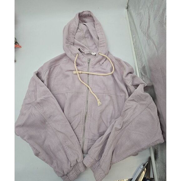 Double Zero Lovely Large Corduroy Hooded Jacket With Zip Front Chore Barn Coat - Picture 8 of 8